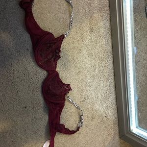 NoBo red lace, cheetah print strap bra